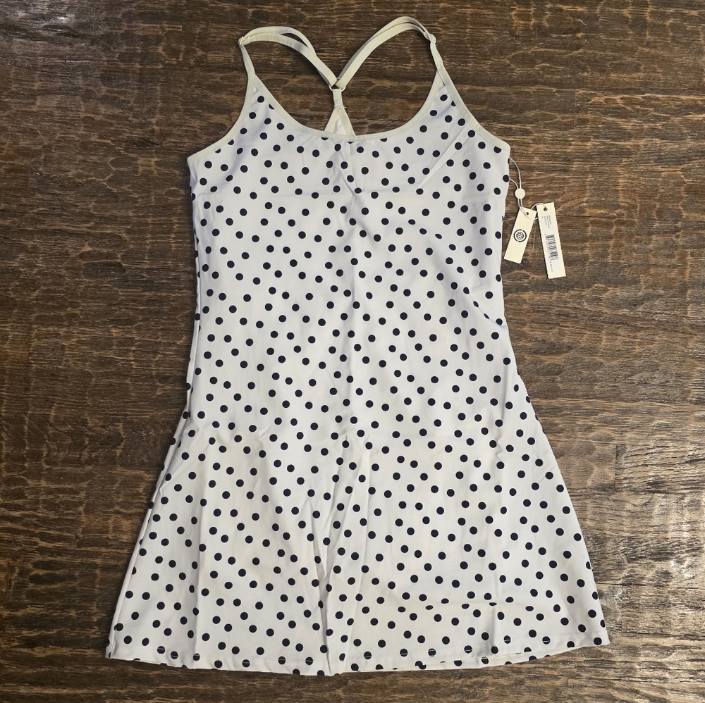 Polka Dot Max Studio Play/athleisure Dress in Off-White and Black